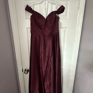 Elegant Off-Shoulder Burgundy Dress